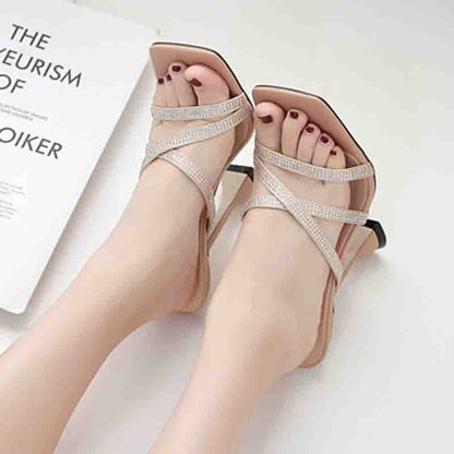 LUMIÈRE — Sandale Stiletto Strass Croisés