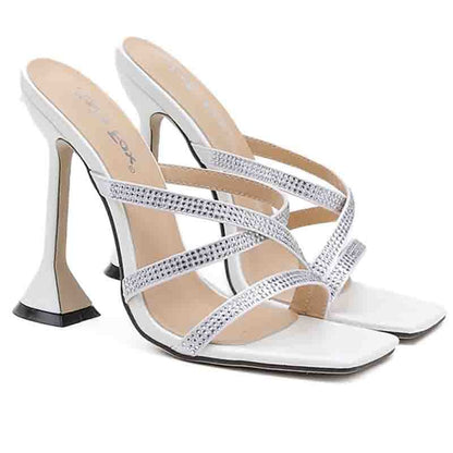 LUMIÈRE — Sandale Stiletto Strass Croisés