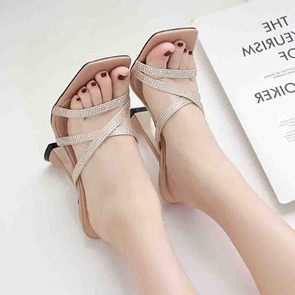 LUMIÈRE — Sandale Stiletto Strass Croisés