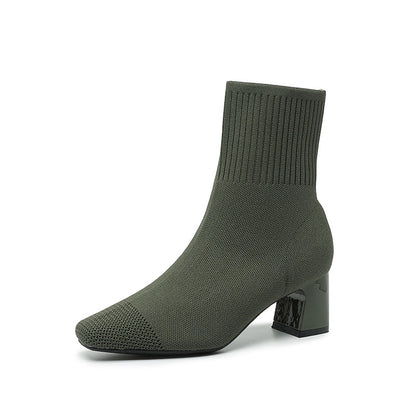 ÉLAN — Bottine Chaussette en Maille à Talon Sculpté