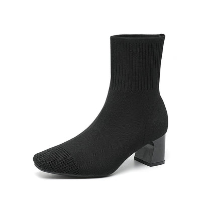 ÉLAN — Bottine Chaussette en Maille à Talon Sculpté