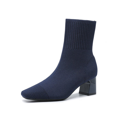 ÉLAN — Bottine Chaussette en Maille à Talon Sculpté