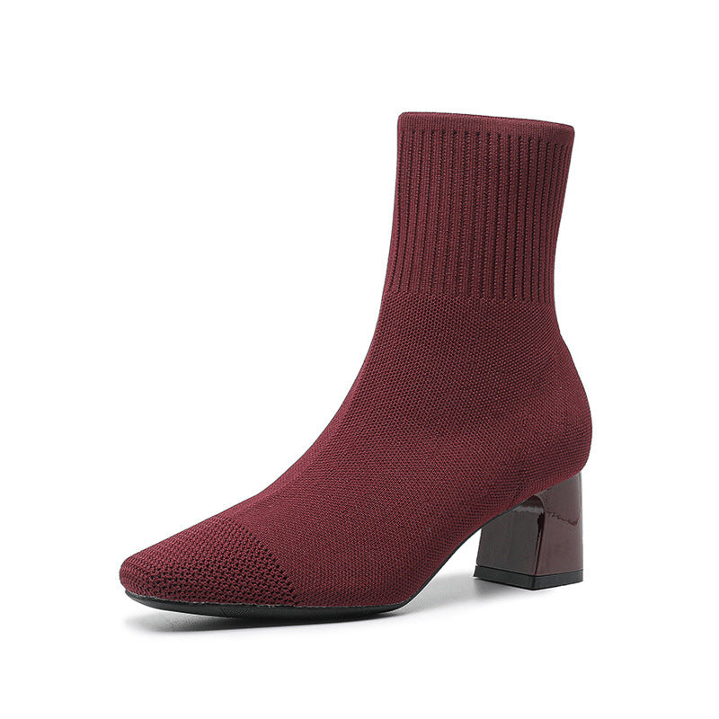 ÉLAN — Bottine Chaussette en Maille à Talon Sculpté