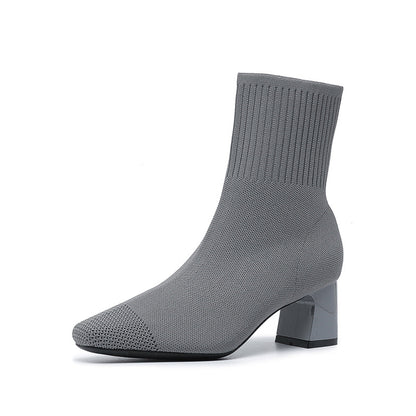 ÉLAN — Bottine Chaussette en Maille à Talon Sculpté